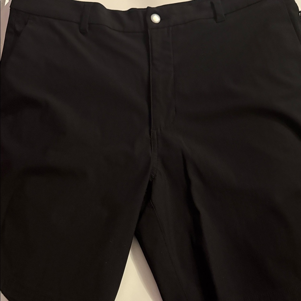 Men's Flat-Front Black Stretch Shorts